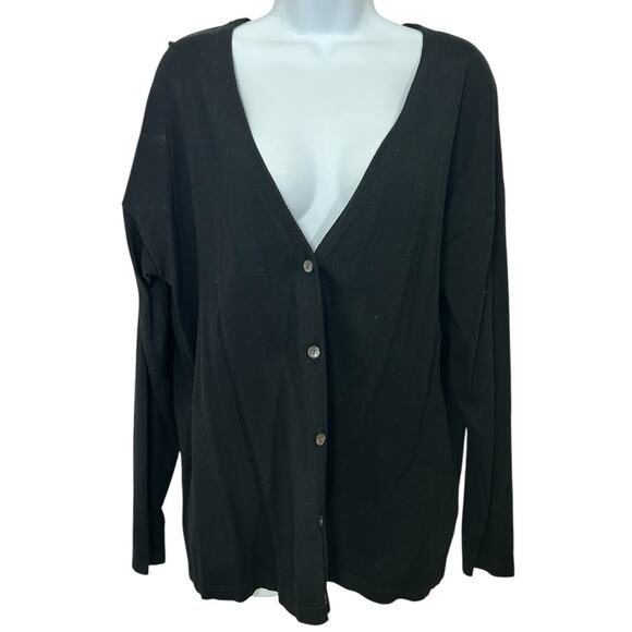 Jones New York Collection Platinum Black Silk Blend Cardigan Sweater Sz 0X Woman - Picture 2 of 6